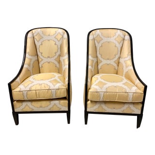 Pair of Ebonized Kravet Haddam Chairs For Sale