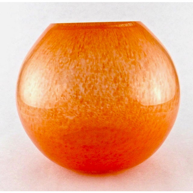 1970s Vintage Hand Blown Orange Feathered Glass Bowl Vase Chairish