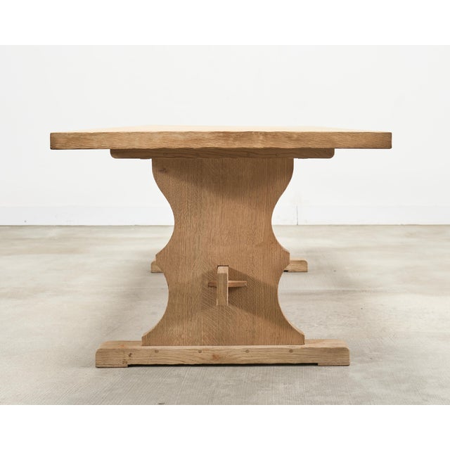 Country French Bleached Oak Farmhouse Trestle Dining Table 8 Ft For Sale In Sacramento - Image 6 of 18