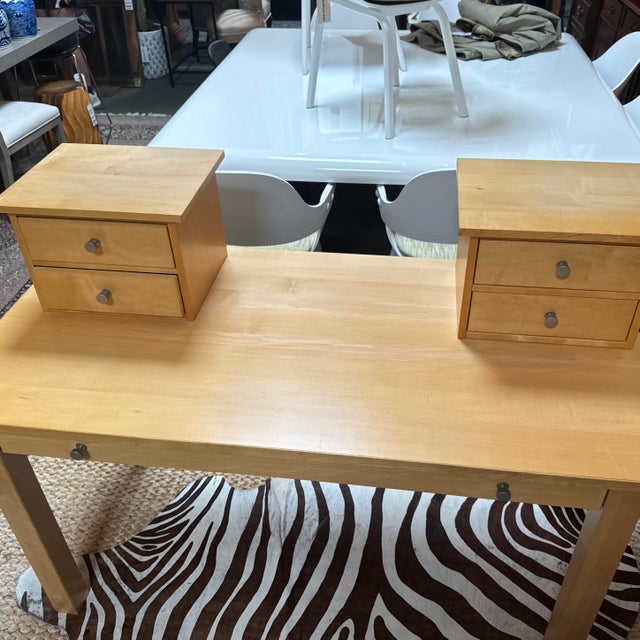 Post Modern Beech Wood Desk With Mounted Drawers, Set of Three For Sale - Image 12 of 12