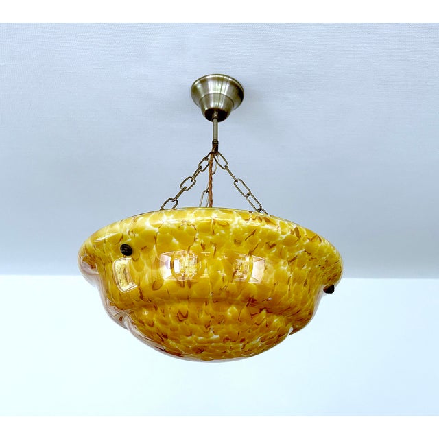 Art Deco Amber Glass Pendant Light, 1930s For Sale - Image 8 of 18