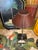 Rechargeable Steel Lamp with Leather Lampshade by Borges, in New conditions. Designed from 2000 Stamped by Maker, European...