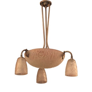 French Art Deco Cubist Hanging Lamp from Noverdy, 1920s For Sale