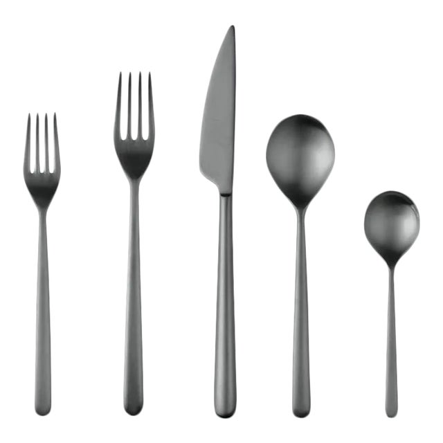 Mepra Linea 20-Piece Flatware Set, Ice Oro Black For Sale