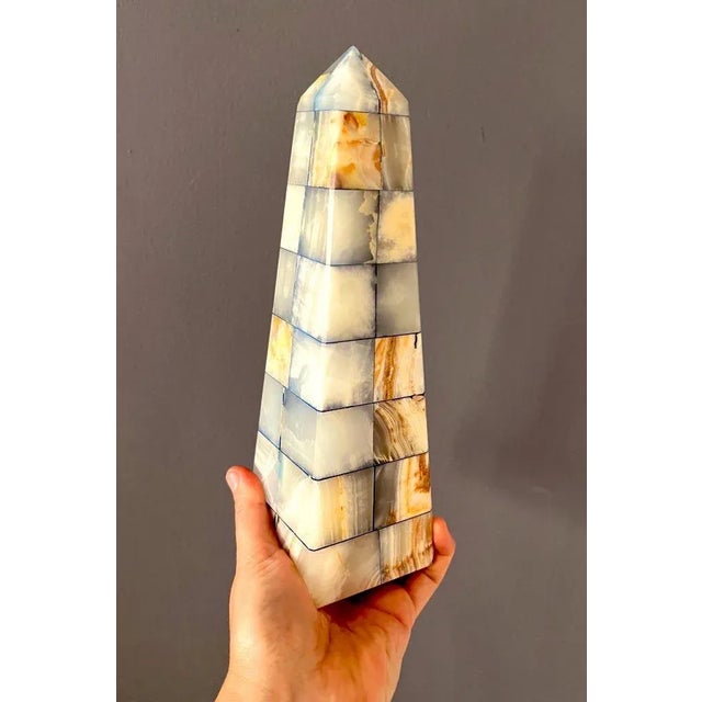 Modern 1970s Large Decorative Vintage Onyx Obelisk For Sale - Image 3 of 8