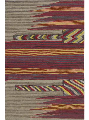 Handwoven Scandinavian Style Kilim Area Rug - 3′10" × 5′9″