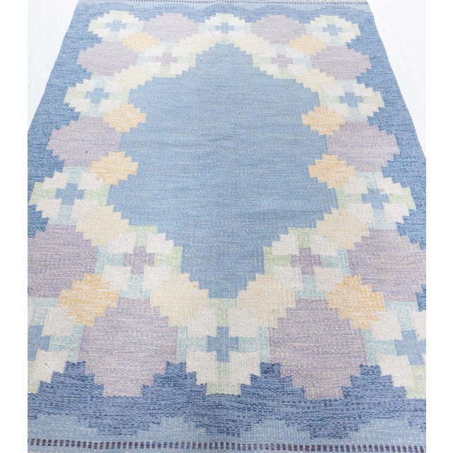 Doris Leslie Blau Vintage Swedish Flat Woven by Ingegerd Silow For Sale - Image 4 of 7