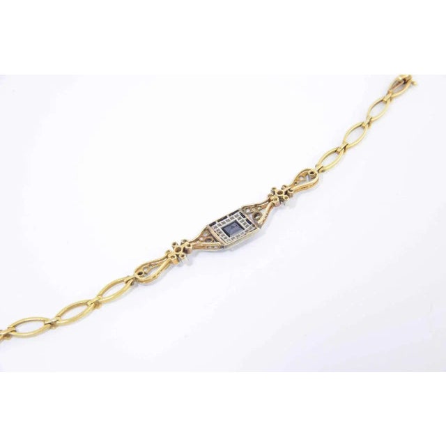 Silver Belle Époque Sapphire Diamond Gold Platinum Bracelet For Sale - Image 8 of 8