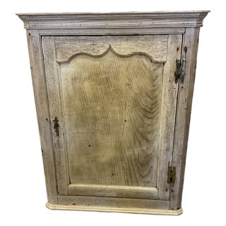 19th Century English Bleached Oak Hanging Corner Cabinet Cupboard For Sale