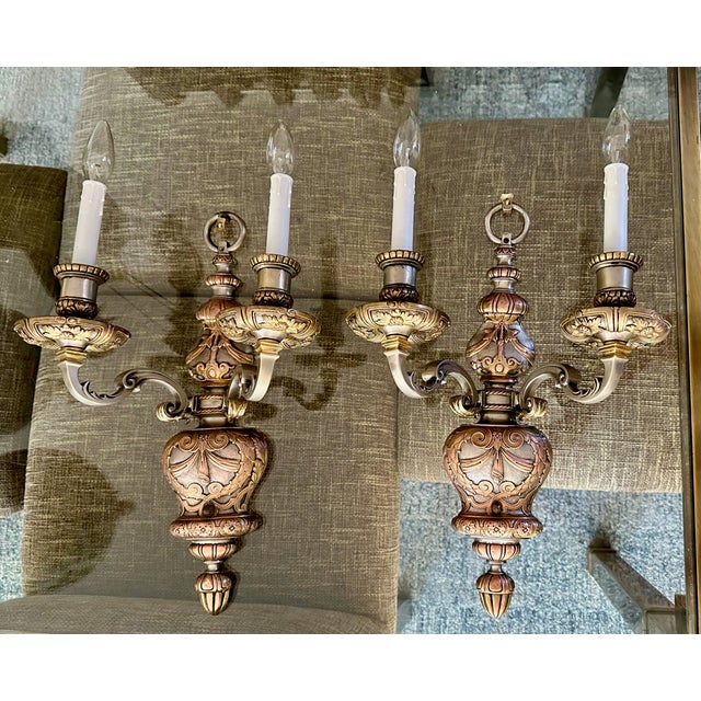 Pair Caldwell 2-Arm Bronze and Silver Wall Sconce For Sale - Image 15 of 15