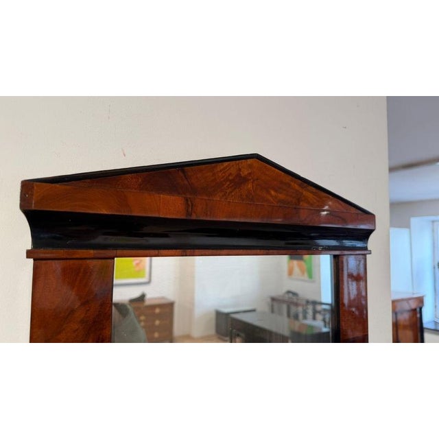 Wood Small Biedermeier Wall Mirror in Walnut Veneer, Austria, 1820s For Sale - Image 7 of 17