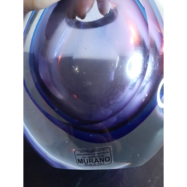 Art Deco Vintage Murano Italy Thick Sommerso Art Glass Decorative Vase For Sale - Image 3 of 7
