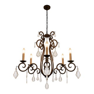Vintage Crystal Chandelier With Candle-Style Lights For Sale