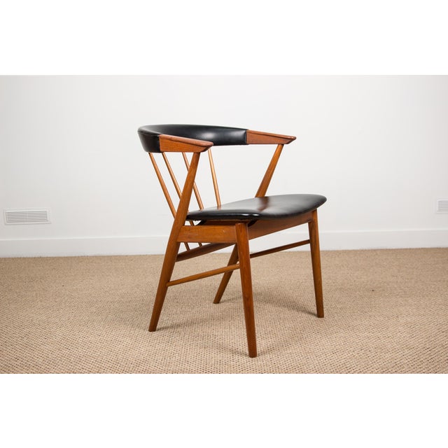 Danish Armchair in Teak and Skai by Helge Sibast for Sibast, 1950s For Sale - Image 4 of 13