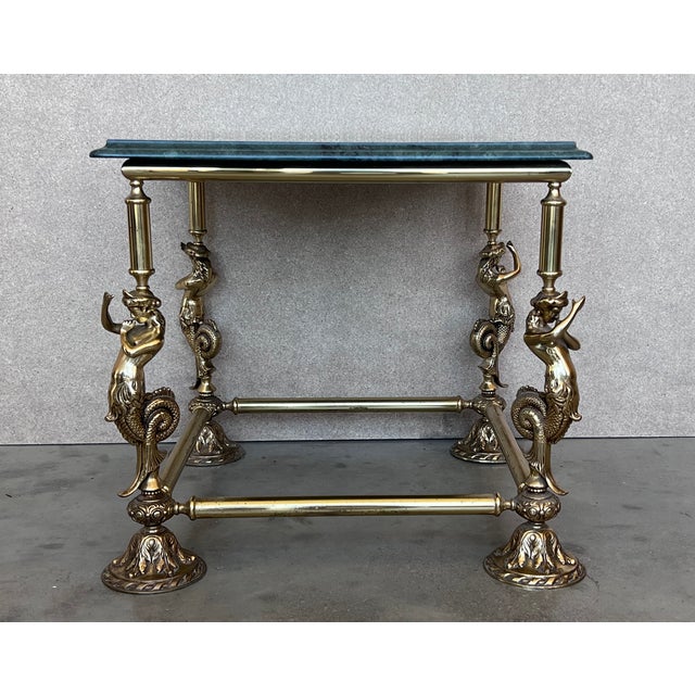 Italian Italian Bronze Square Side Table With Green Marble Top, Circa 1845 For Sale - Image 3 of 9