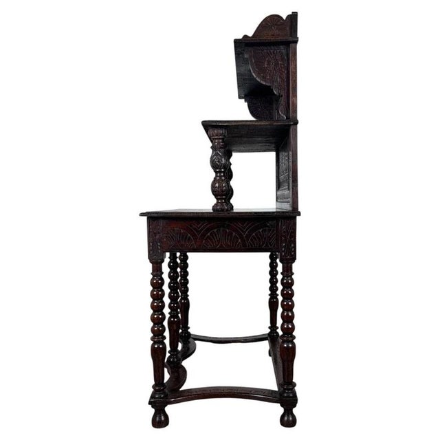 19th Century English Bobbin-Turned Oak Side Table For Sale - Image 9 of 12