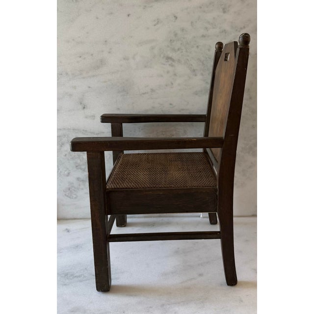 Mid 20th Century Vintage Child's Arts and Crafts Armchair With Music Box For Sale - Image 5 of 9