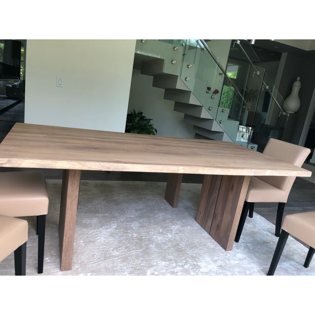 Crate & Barrel European White Oak Dining Table With Matching Bench Set