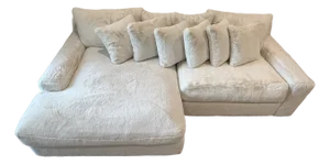 Custom Oversized Ivory Faux Fur Sectional Sofa With Chaise Lounge