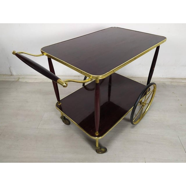 Vintage Brass Service Trolley, 1950s For Sale - Image 3 of 18
