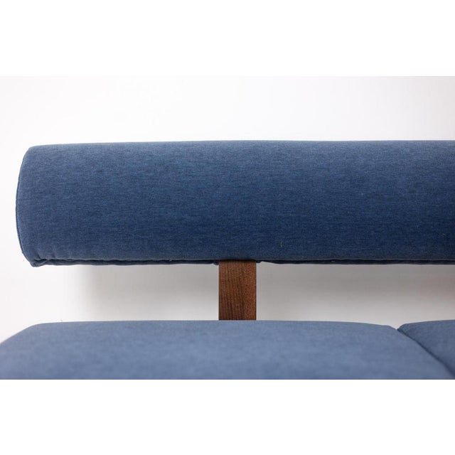 3-Seater Sofa in Ash Wood and Blue Mohair Velvet For Sale - Image 6 of 11