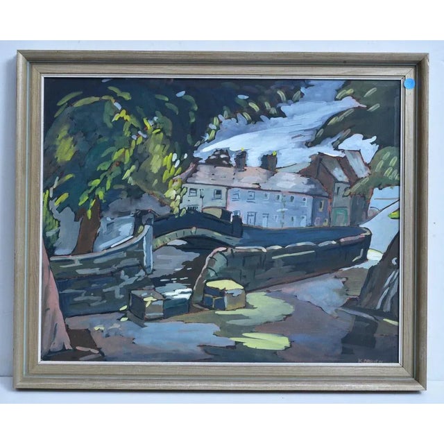 Modern Kitty Wilmer O'Brien Village Scene Gouache Painting, Circa 1940s For Sale - Image 3 of 4