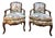 Louis Xv Style Armchairs Upholstered in Floral Fabric, Set of 2 For Sale