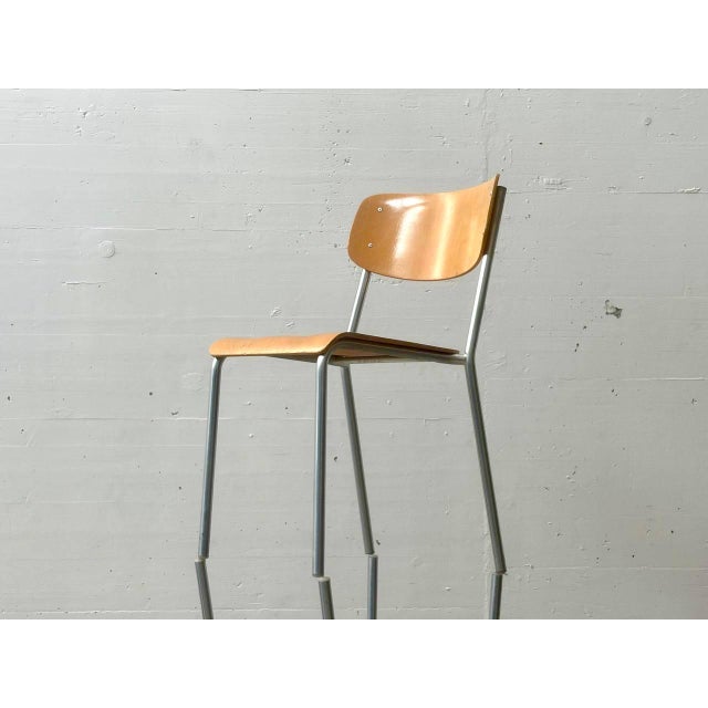 Vintage Stacking Chair in Plywood and Tubular Steel, 1970s For Sale - Image 17 of 18