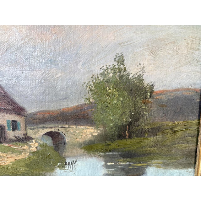 Th Linsyer, Lively Landscape by a River, 1890s-1910s, Oil on Canvas, Framed For Sale - Image 6 of 17