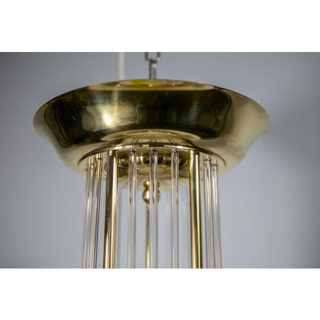 Metal Art Deco Modernist Ceiling Lamp with Glass Rods, France, 1930 For Sale - Image 7 of 12