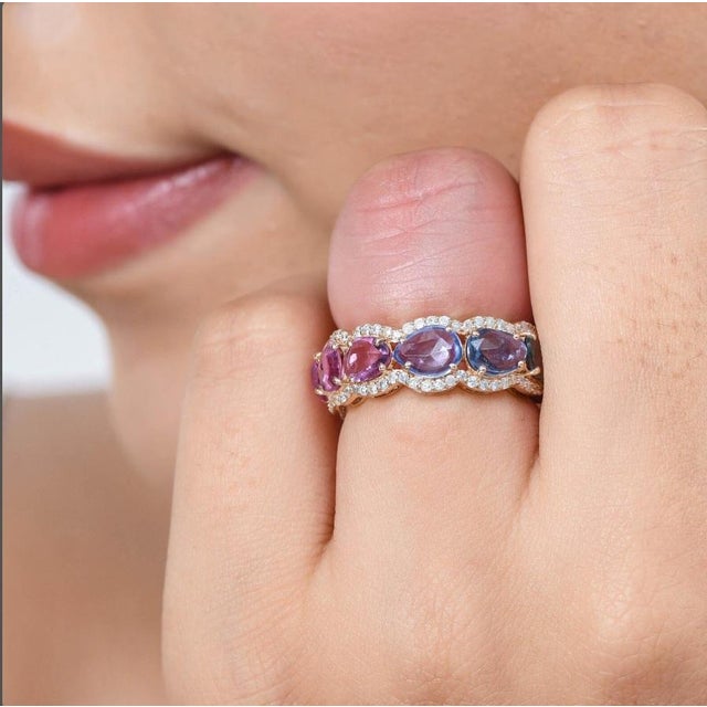 Natural rainbow sapphire ring in 14k gold For Sale - Image 13 of 18