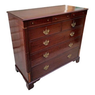 Early 19th Century English Inlaid Mahogany 8 Drawer Gentleman's Tall Chest For Sale