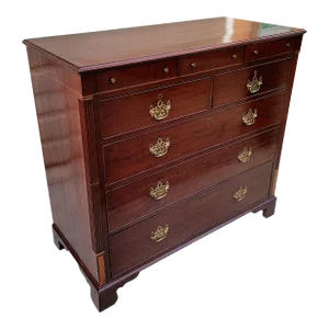 Early 19th Century English Inlaid Mahogany 8 Drawer Gentleman's Tall Chest