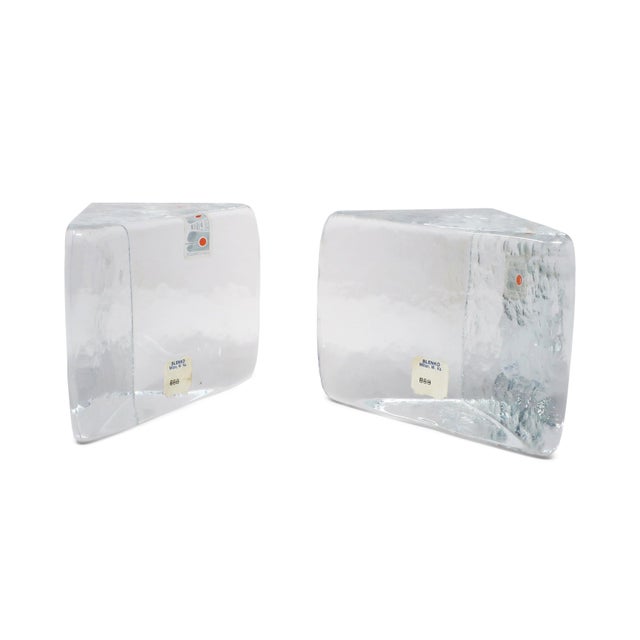Transparent Vintage Triangular Cast Glass Bookends by Blenko For Sale - Image 8 of 10