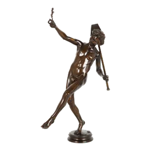 1880s French Antique Bronze Sculpture “Find in Pompeii!” by Hippolyte Moulin