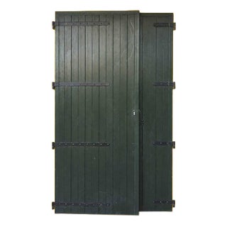 Double Leaf External PVC Door in Green with Lock For Sale
