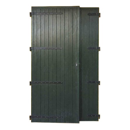 Double Leaf External PVC Door in Green with Lock For Sale