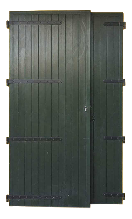 Double Leaf External PVC Door in Green with Lock