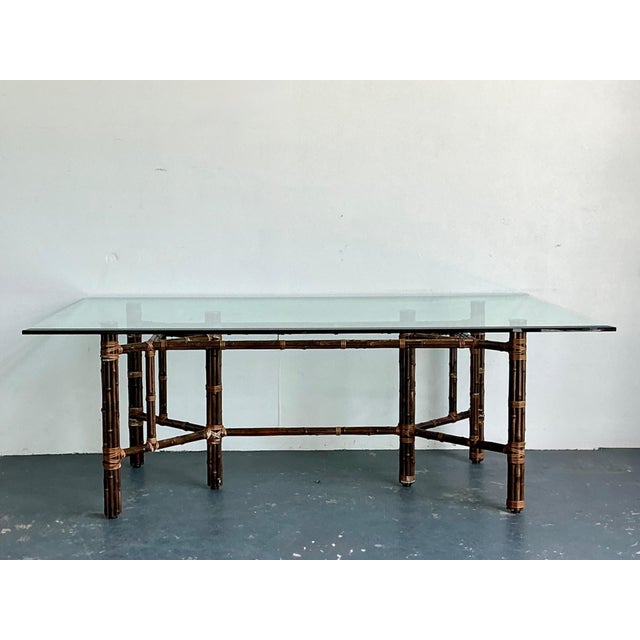Vintage McGuire Rattan and Glass Dining Table For Sale - Image 11 of 18