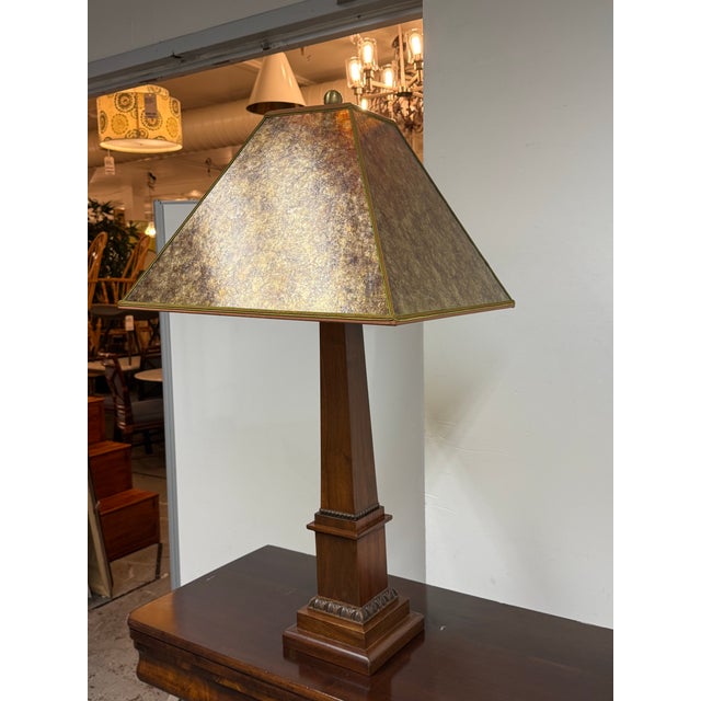 Late 20th Century Arts & Crafts Tapered Wood Column Table Lamp For Sale - Image 4 of 12