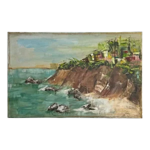 Abstract "Seaside Cliffs" California Oil on Canvas by Artist M. Wilson
