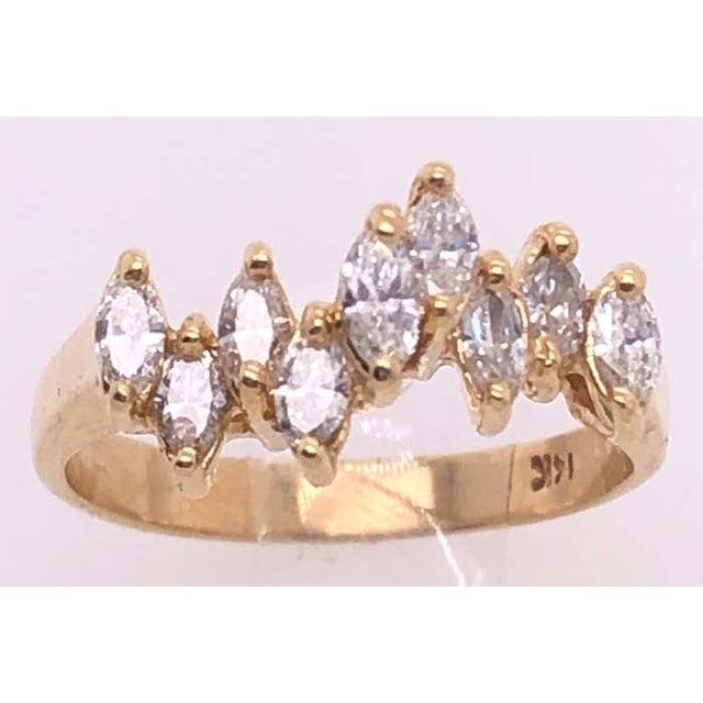 14 Karat Yellow Gold Wedding Bridal Ring With Marquise Diamonds For Sale - Image 10 of 11