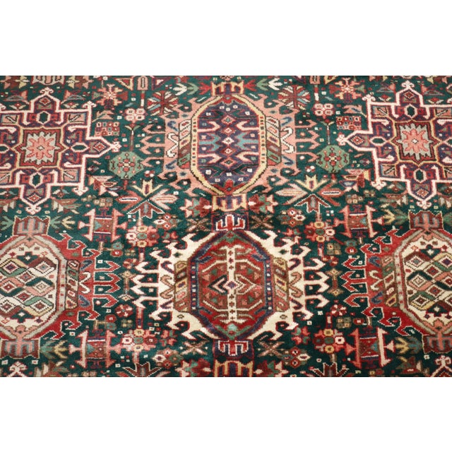 Emerald Green Vintage Persian Heriz rug no. 10949 For Sale - Image 4 of 13