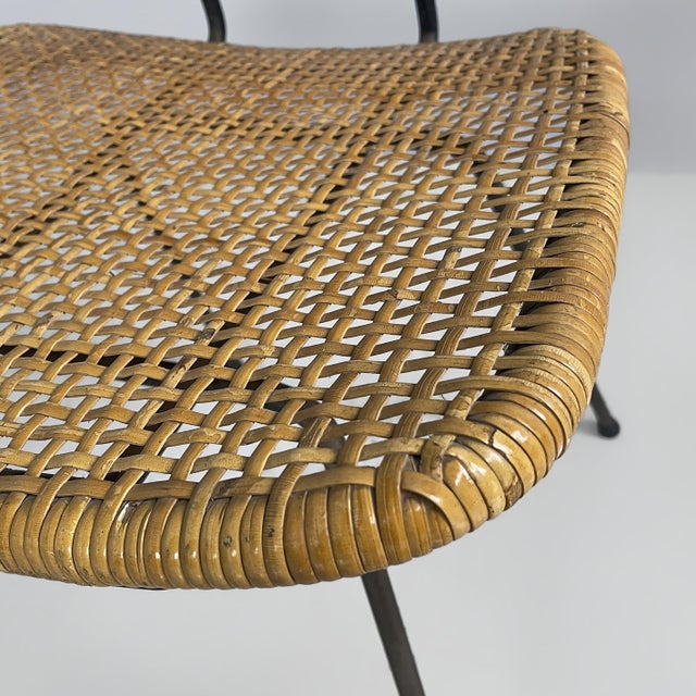 Italian Modern Rattan and Black Metal Chairs, 1960s, Set of 6 For Sale - Image 6 of 13