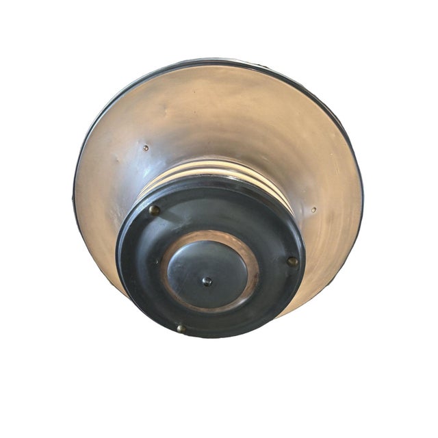1930s Art Deco Machine Age Spun Aluminum 23" 3 Ring Pendant Light, 5 Available For Sale - Image 11 of 12
