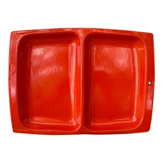 MCM Orange Enamel Divided Tray For Sale