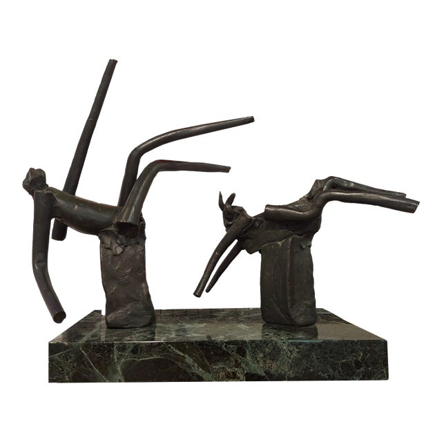 Reuben Nakian "Nymph and Goat" Modern Abstract Mythological Bronze and Marble Sculpture, 1982 For Sale