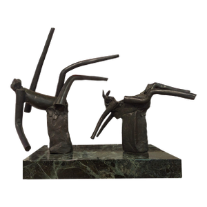 Reuben Nakian "Nymph and Goat" Modern Abstract Mythological Bronze and Marble Sculpture, 1982