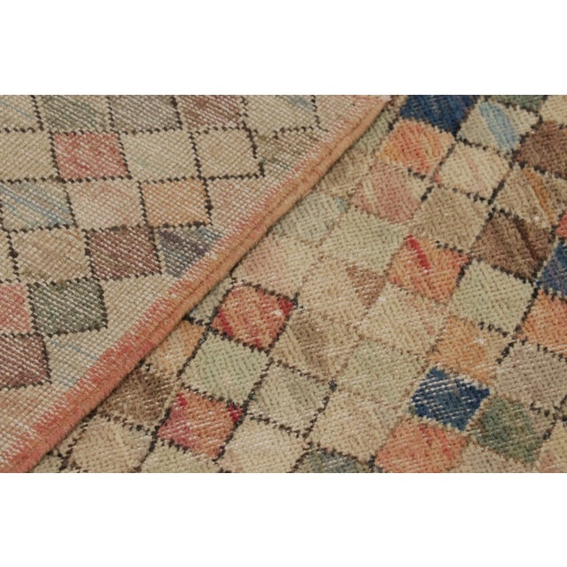 Textile Vintage Distressed Runner Rug, Polychromatic Geometric Design - Rug & Kilim For Sale - Image 7 of 7