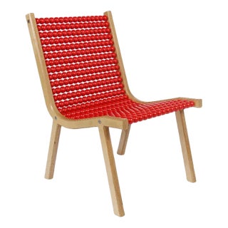 o432 Lounge Chair with Red Lacquered Spheres by Jean-Frédéric Fesseler For Sale